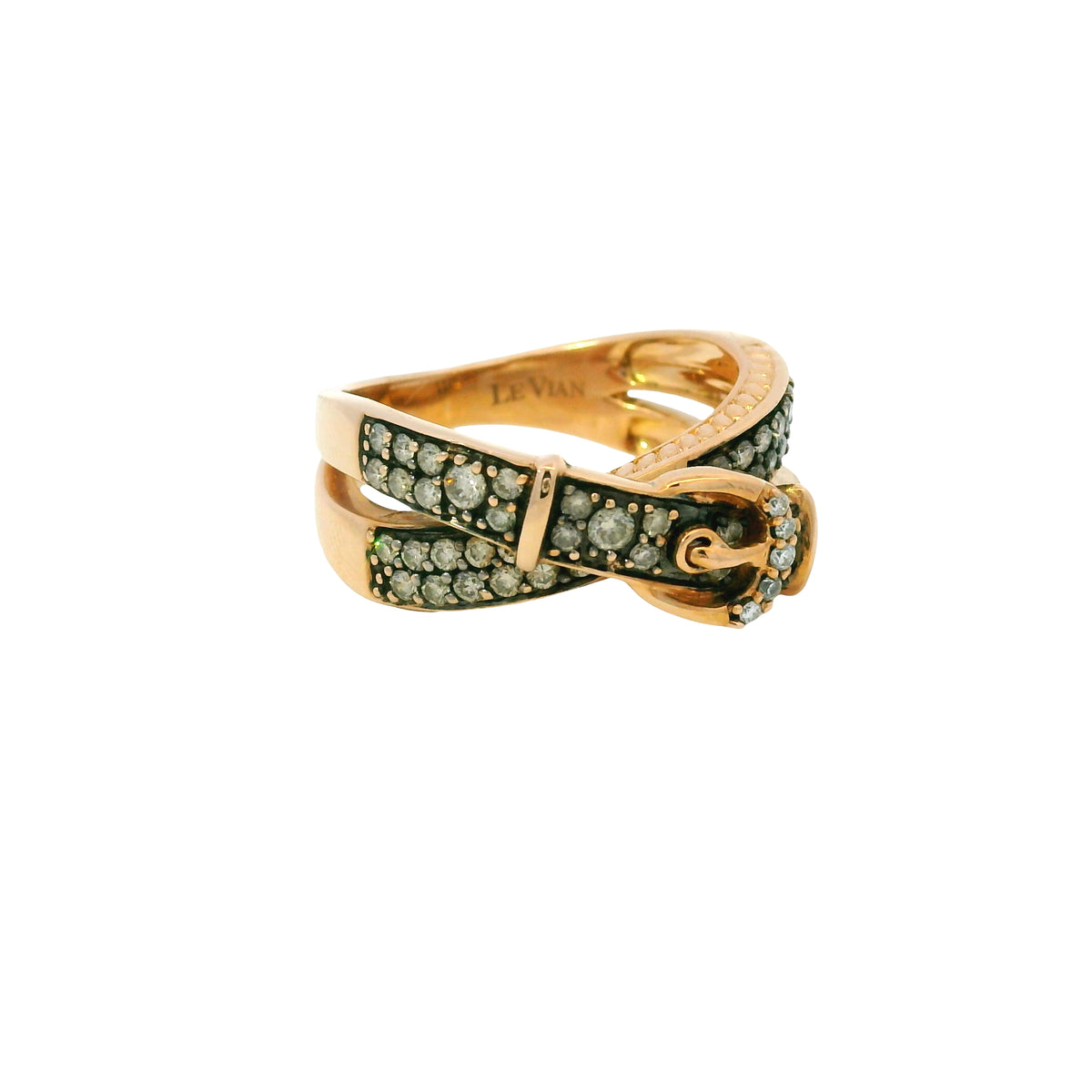 Le Vian 14K Rose Gold Natural Fancy Brown & White Diamond Crossover Buckle Ring