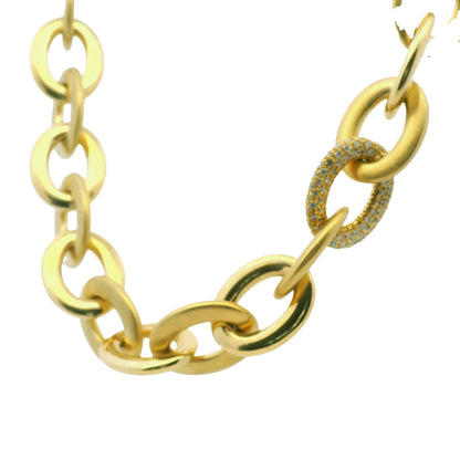 Roberto Coin 18k Yellow Gold Diamond Pave Oval Link Necklace