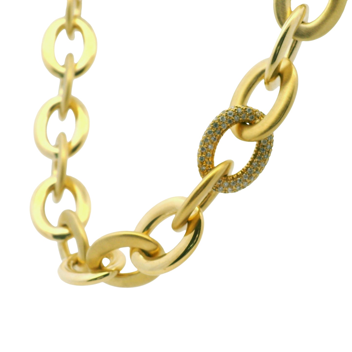 Roberto Coin 18k Yellow Gold Diamond Pave Oval Link Necklace