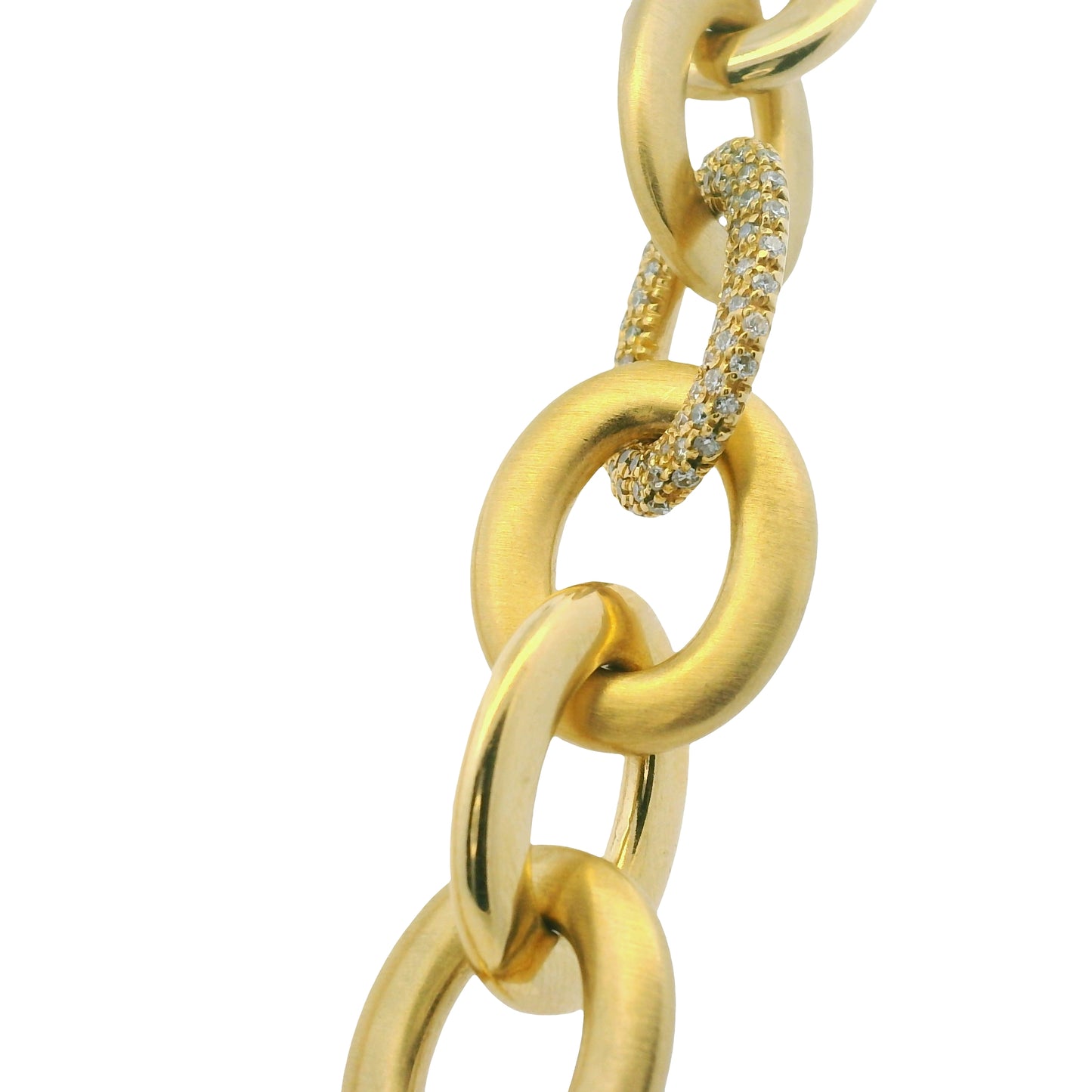 Roberto Coin 18k Yellow Gold Diamond Pave Oval Link Necklace