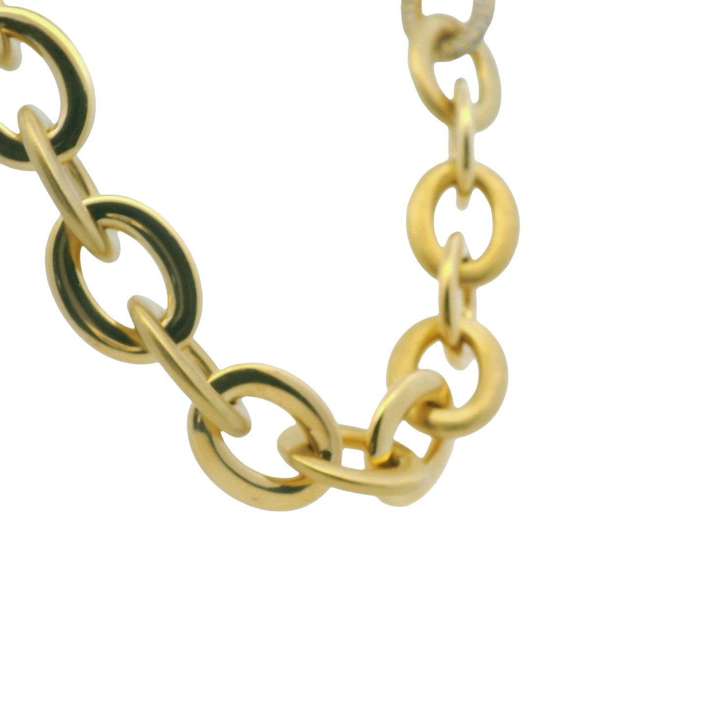 Roberto Coin 18k Yellow Gold Diamond Pave Oval Link Necklace
