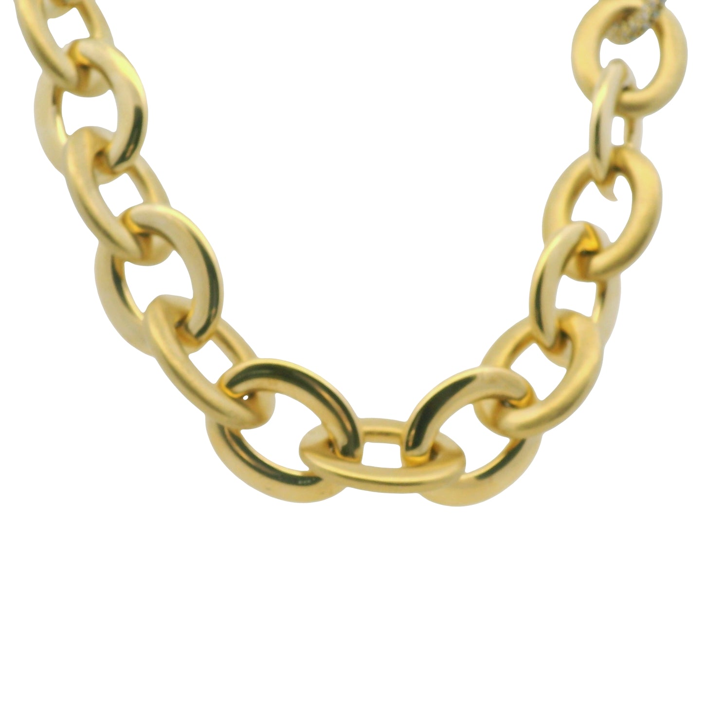 Roberto Coin 18k Yellow Gold Diamond Pave Oval Link Necklace