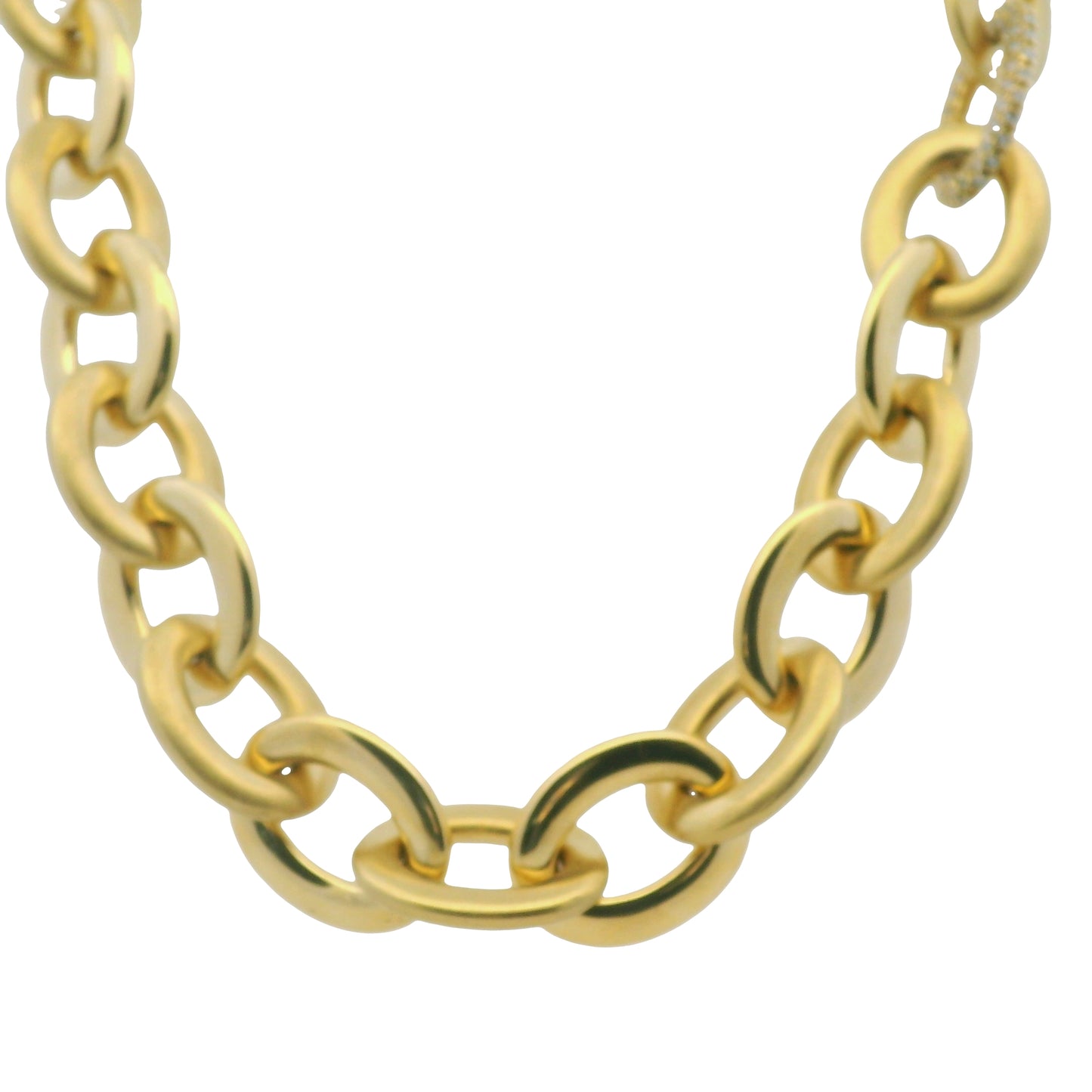 Roberto Coin 18k Yellow Gold Diamond Pave Oval Link Necklace