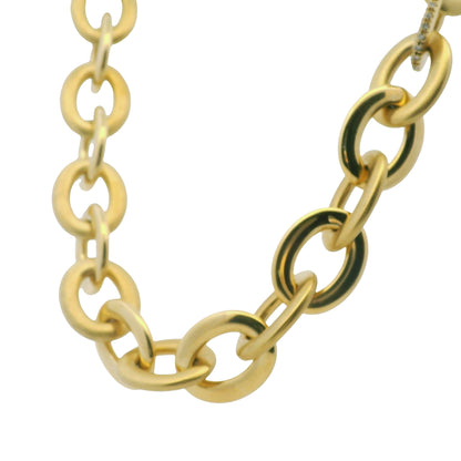 Roberto Coin 18k Yellow Gold Diamond Pave Oval Link Necklace