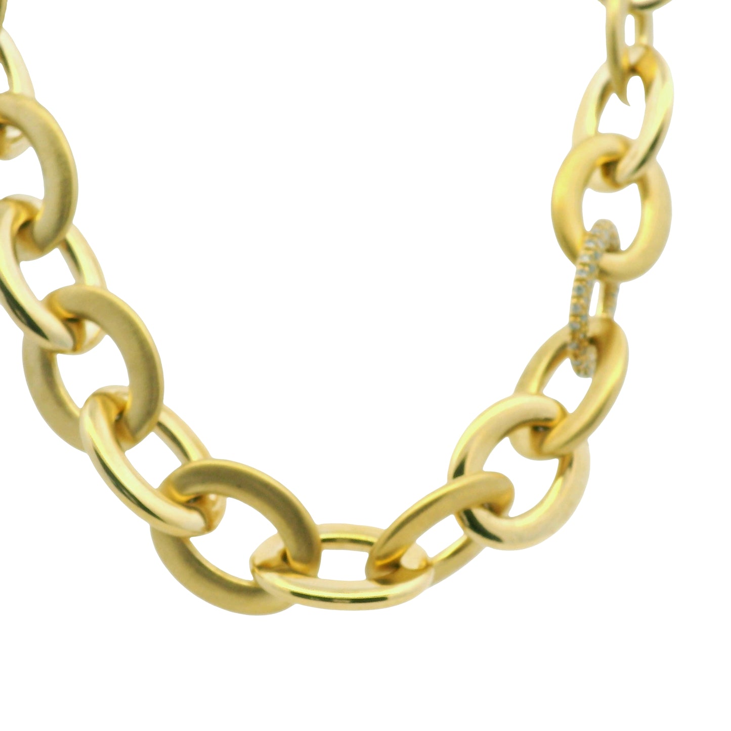 Roberto Coin 18k Yellow Gold Diamond Pave Oval Link Necklace