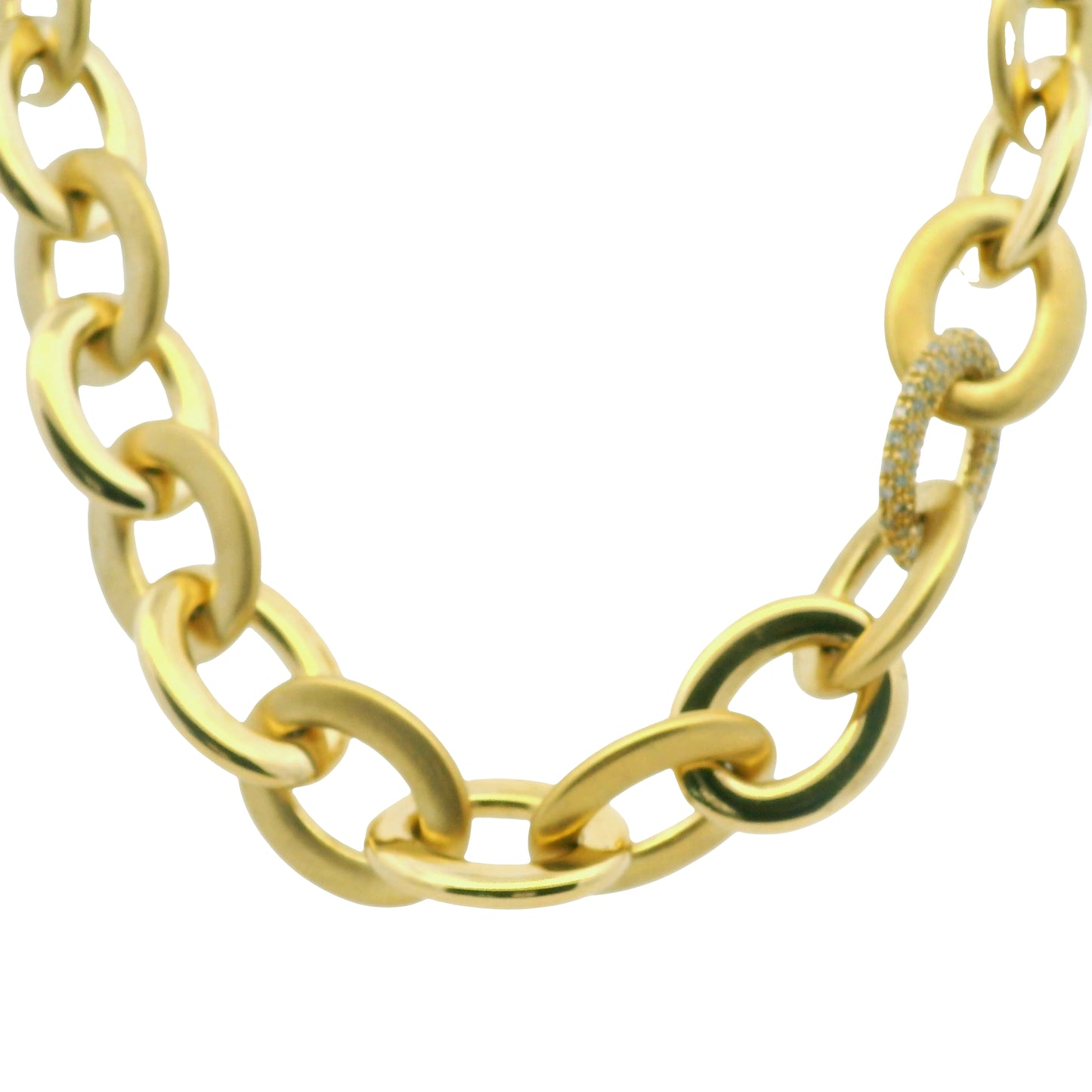 Roberto Coin 18k Yellow Gold Diamond Pave Oval Link Necklace