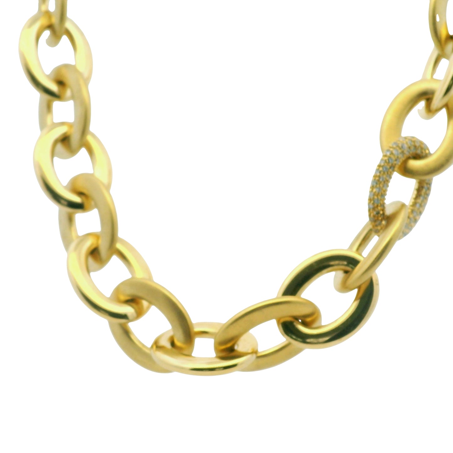 Roberto Coin 18k Yellow Gold Diamond Pave Oval Link Necklace
