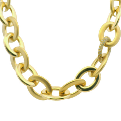Roberto Coin 18k Yellow Gold Diamond Pave Oval Link Necklace