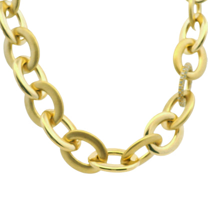 Roberto Coin 18k Yellow Gold Diamond Pave Oval Link Necklace