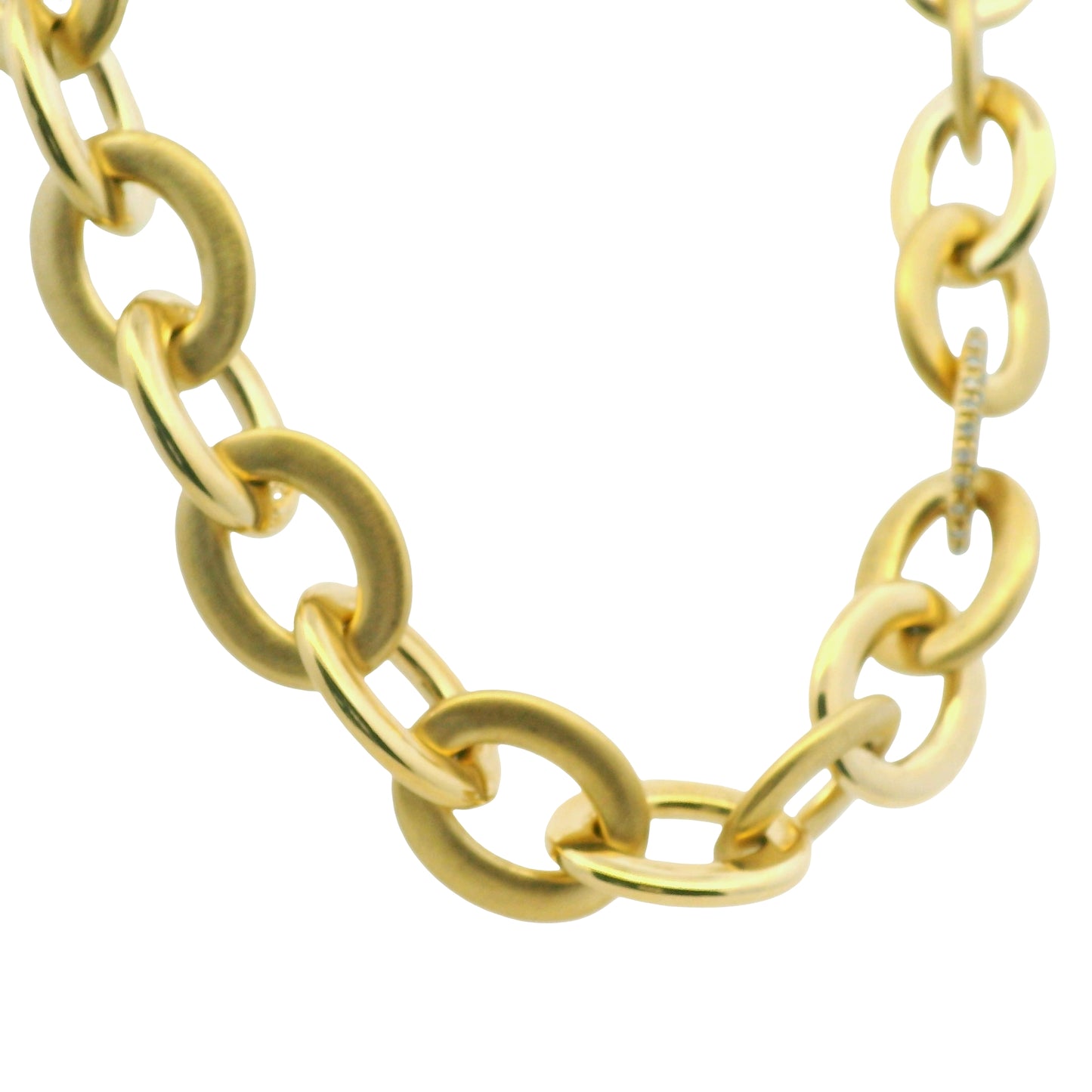 Roberto Coin 18k Yellow Gold Diamond Pave Oval Link Necklace