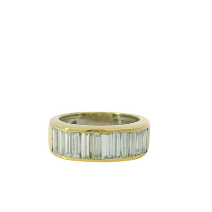 18k Yellow Gold Natural 2.0 Carat Baguette Cut Diamond Band Ring