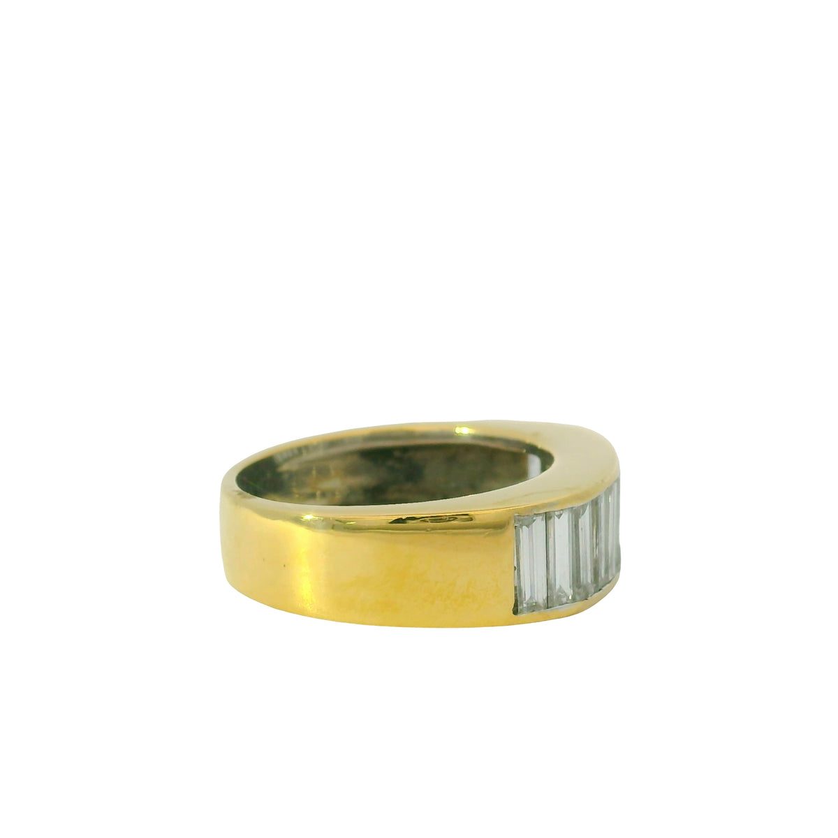 18k Yellow Gold Natural 2.0 Carat Baguette Cut Diamond Band Ring