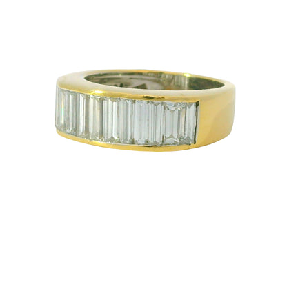 18k Yellow Gold Natural 2.0 Carat Baguette Cut Diamond Band Ring