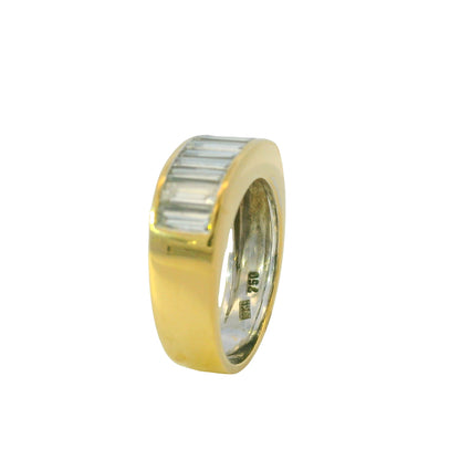 18k Yellow Gold Natural 2.0 Carat Baguette Cut Diamond Band Ring