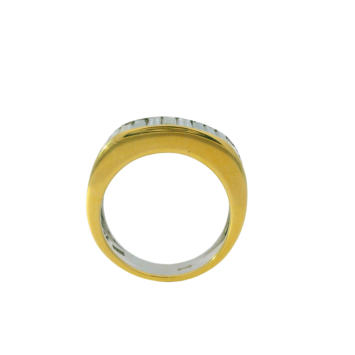 18k Yellow Gold Natural 2.0 Carat Baguette Cut Diamond Band Ring