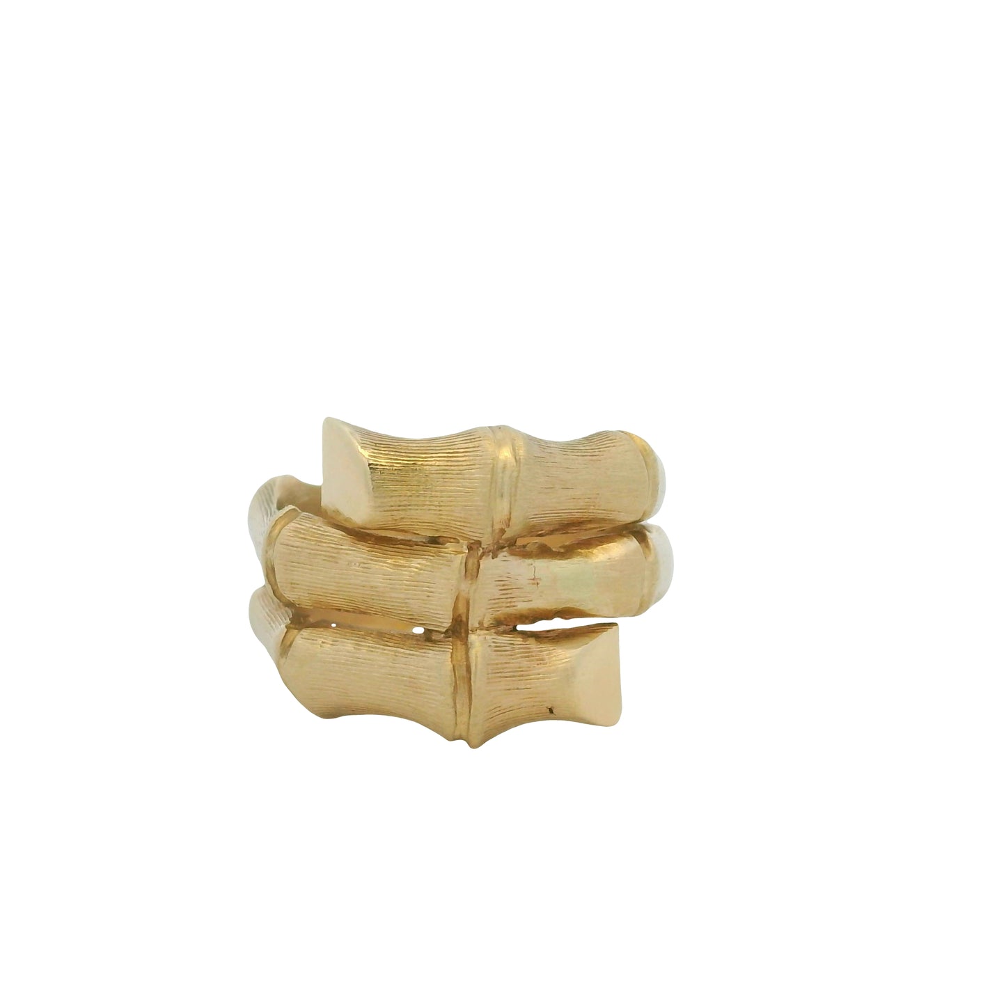 14K Yellow Gold Bamboo Design Wrap Around Ring