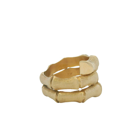 14K Yellow Gold Bamboo Design Wrap Around Ring