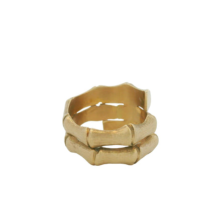 14K Yellow Gold Bamboo Design Wrap Around Ring