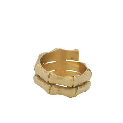 14K Yellow Gold Bamboo Design Wrap Around Ring