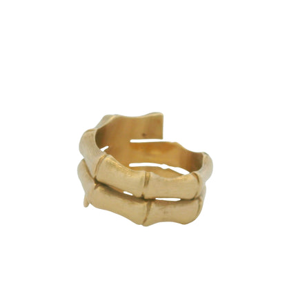14K Yellow Gold Bamboo Design Wrap Around Ring