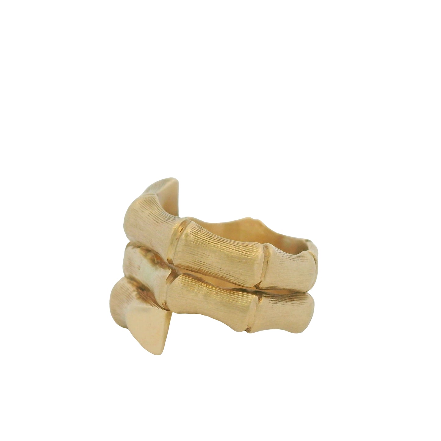 14K Yellow Gold Bamboo Design Wrap Around Ring