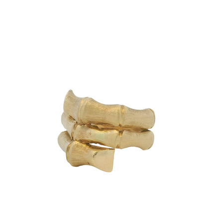 14K Yellow Gold Bamboo Design Wrap Around Ring