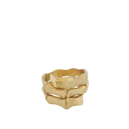 14K Yellow Gold Bamboo Design Wrap Around Ring