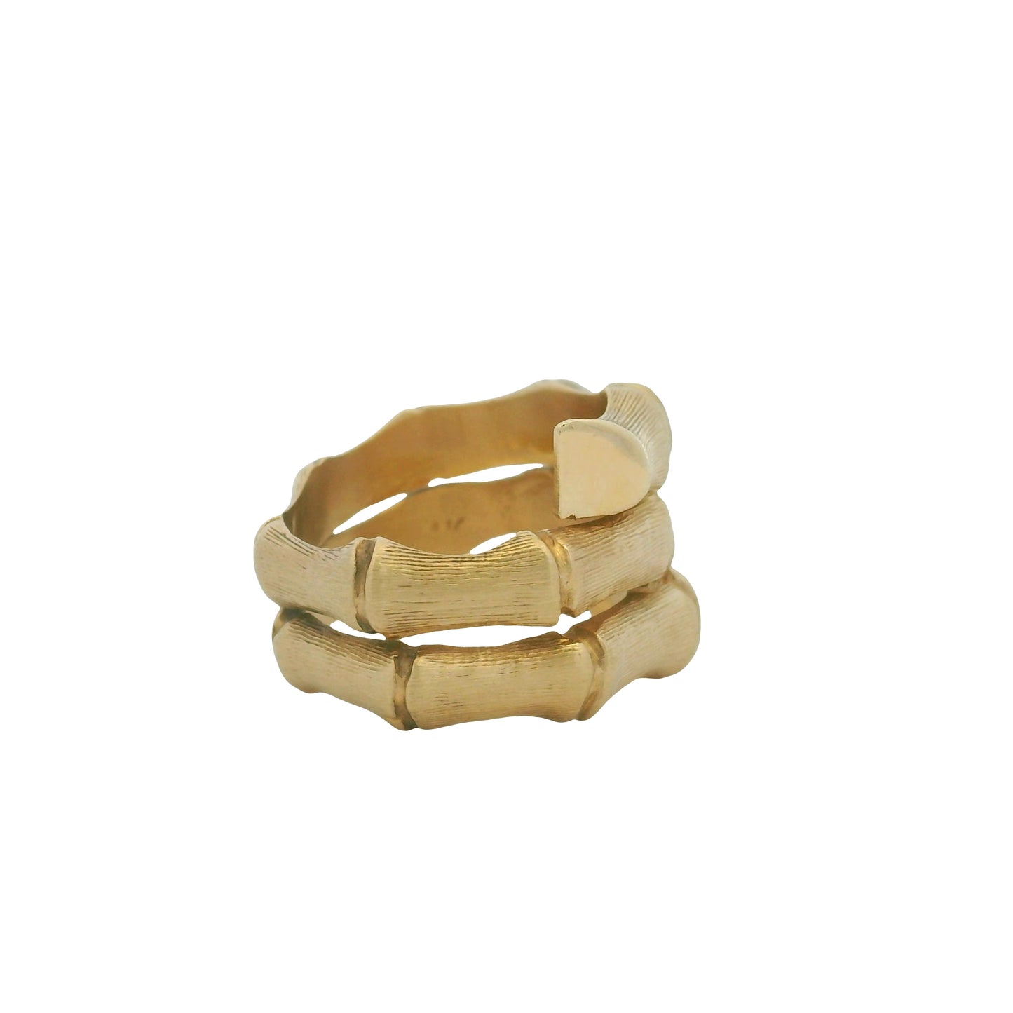 14K Yellow Gold Bamboo Design Wrap Around Ring