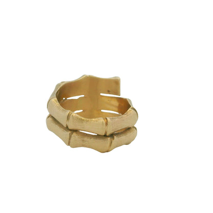 14K Yellow Gold Bamboo Design Wrap Around Ring