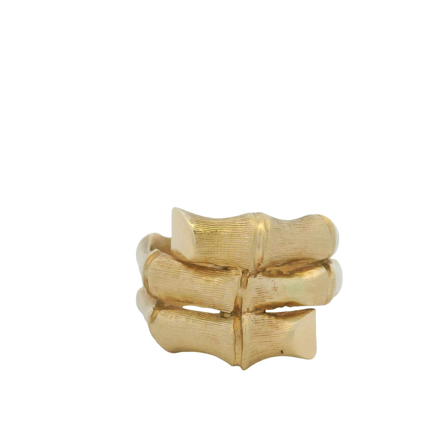 14K Yellow Gold Bamboo Design Wrap Around Ring