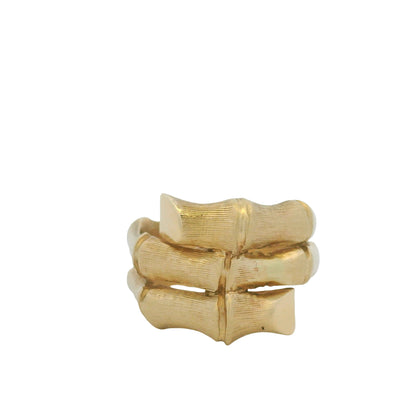14K Yellow Gold Bamboo Design Wrap Around Ring