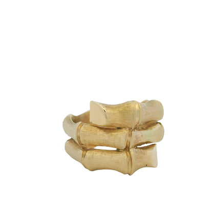 14K Yellow Gold Bamboo Design Wrap Around Ring