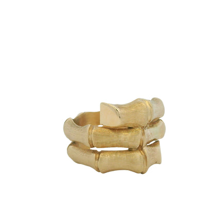 14K Yellow Gold Bamboo Design Wrap Around Ring