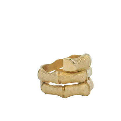 14K Yellow Gold Bamboo Design Wrap Around Ring