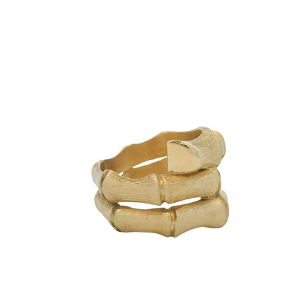 14K Yellow Gold Bamboo Design Wrap Around Ring