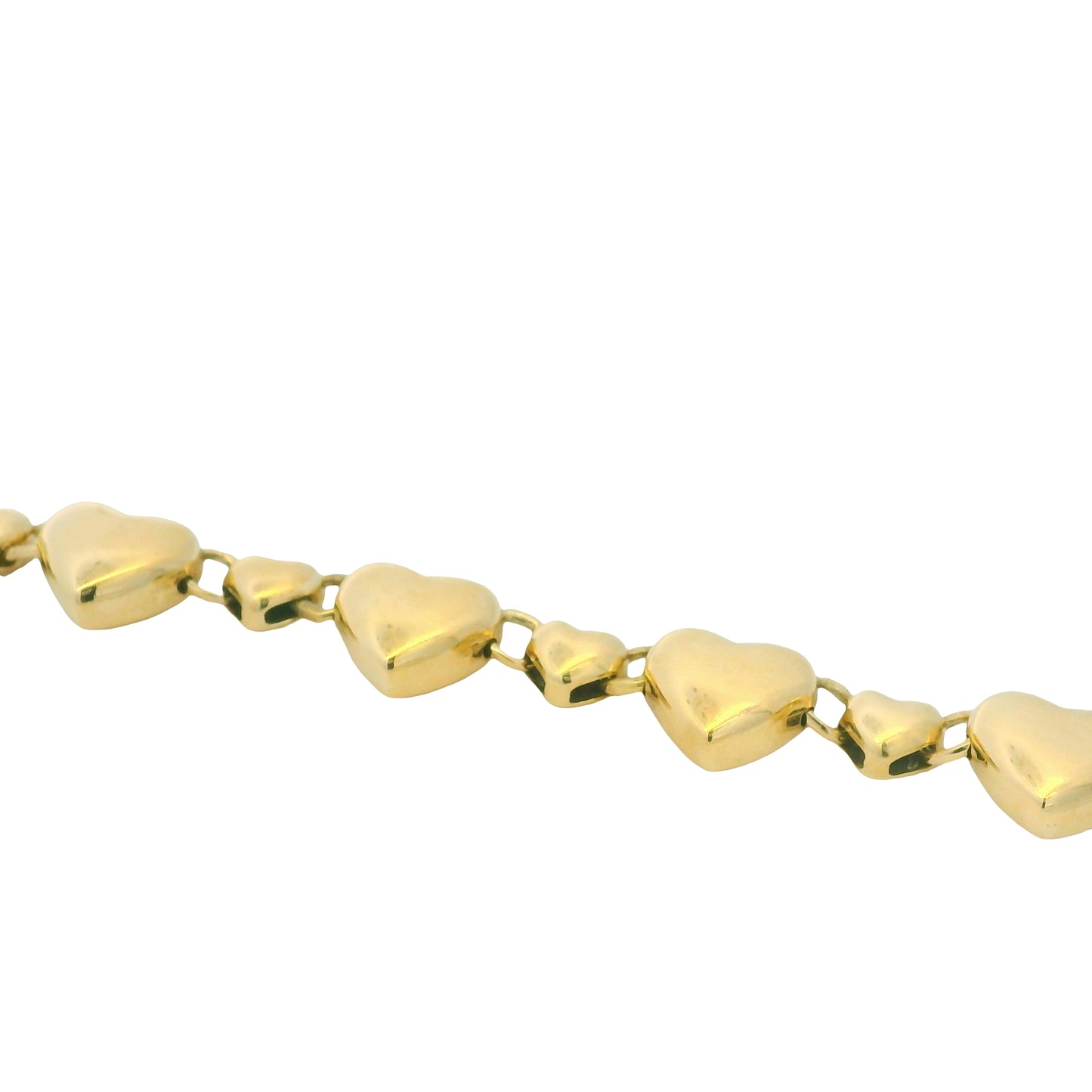 18K Yellow Gold Alternating Large and Small Heart Station Bracelet