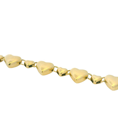18K Yellow Gold Alternating Large and Small Heart Station Bracelet