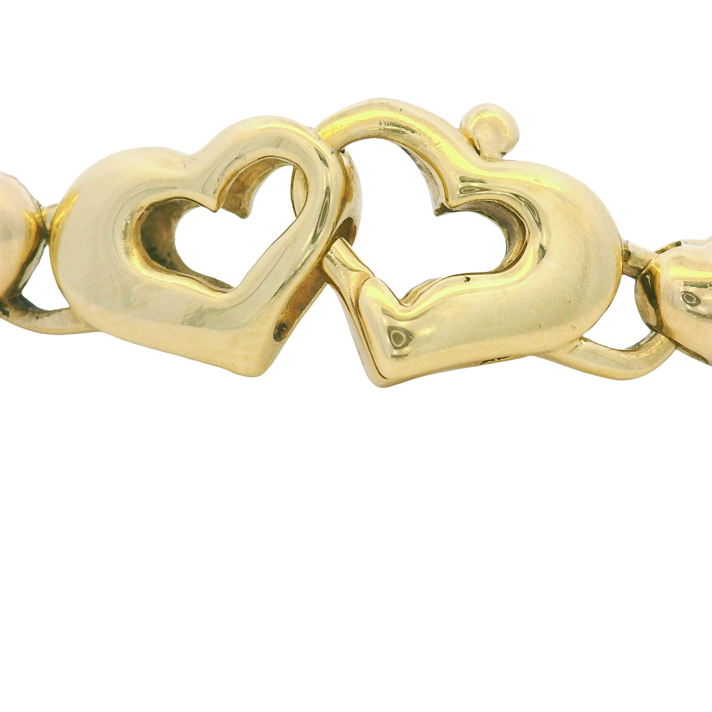 18K Yellow Gold Alternating Large and Small Heart Station Bracelet