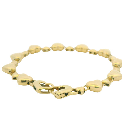 18K Yellow Gold Alternating Large and Small Heart Station Bracelet