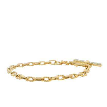 David Yurman 18K Yellow Gold Madison® Pavé Diamond Toggle Chain Bracelet