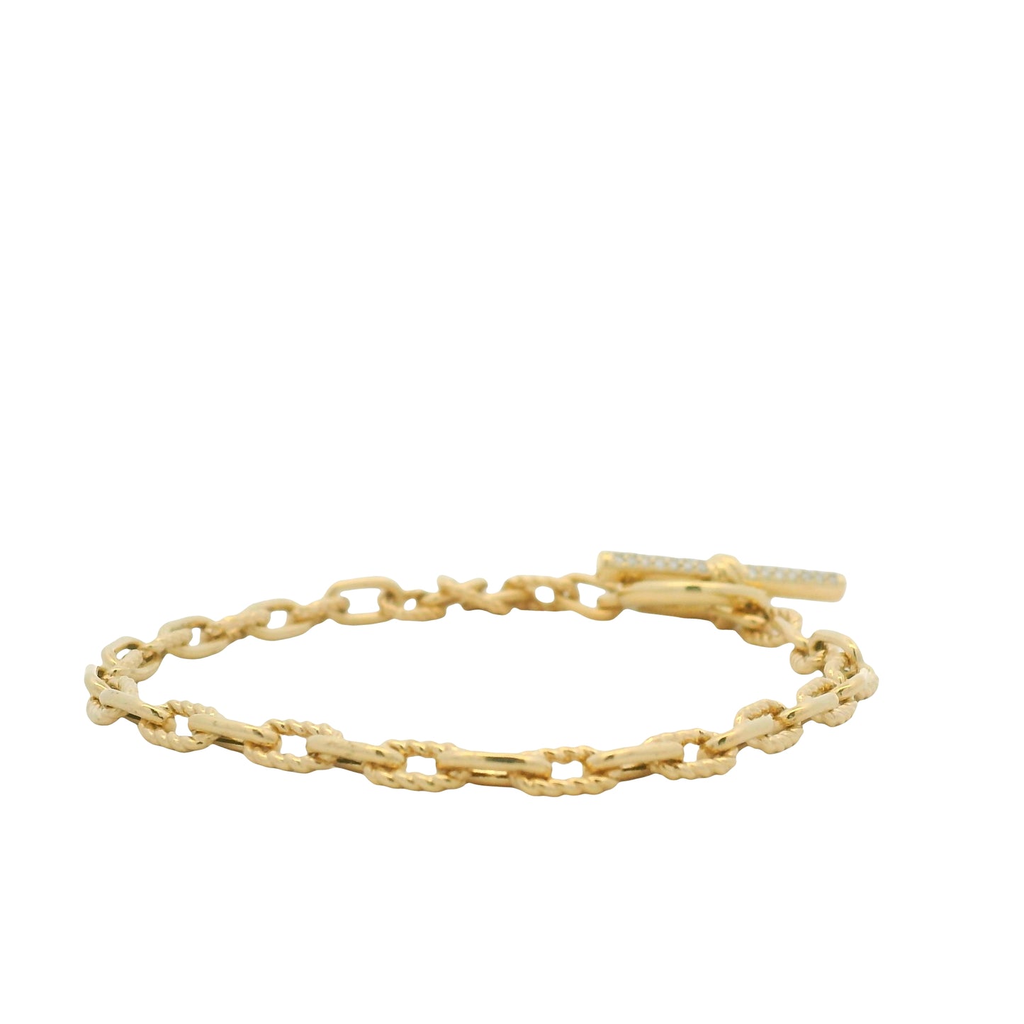 David Yurman 18K Yellow Gold Madison® Pavé Diamond Toggle Chain Bracelet