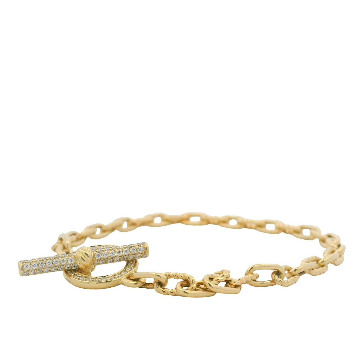 David Yurman 18K Yellow Gold Madison® Pavé Diamond Toggle Chain Bracelet