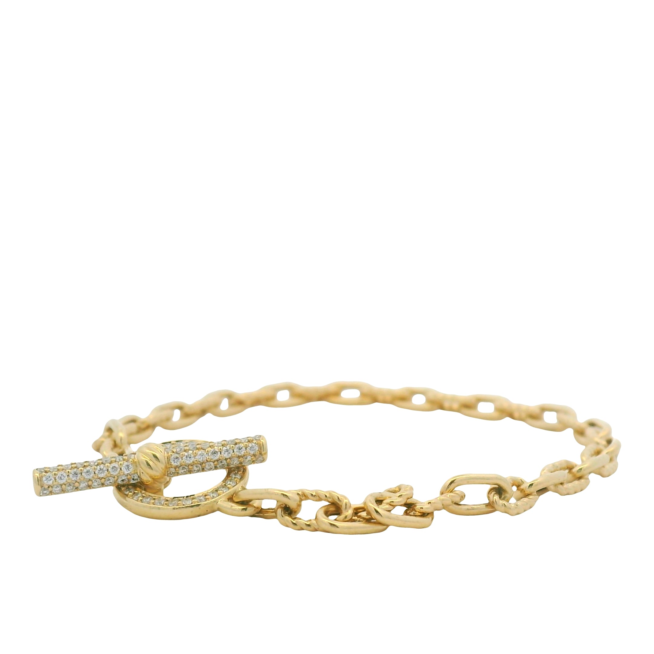 David Yurman 18K Yellow Gold Madison® Pavé Diamond Toggle Chain Bracelet