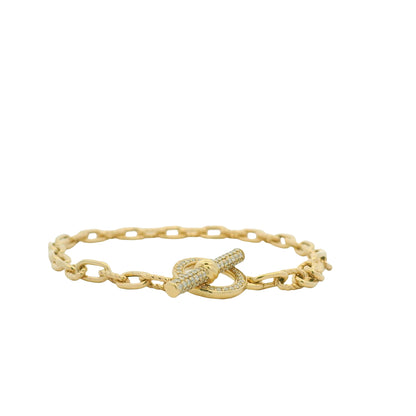 David Yurman 18K Yellow Gold Madison® Pavé Diamond Toggle Chain Bracelet