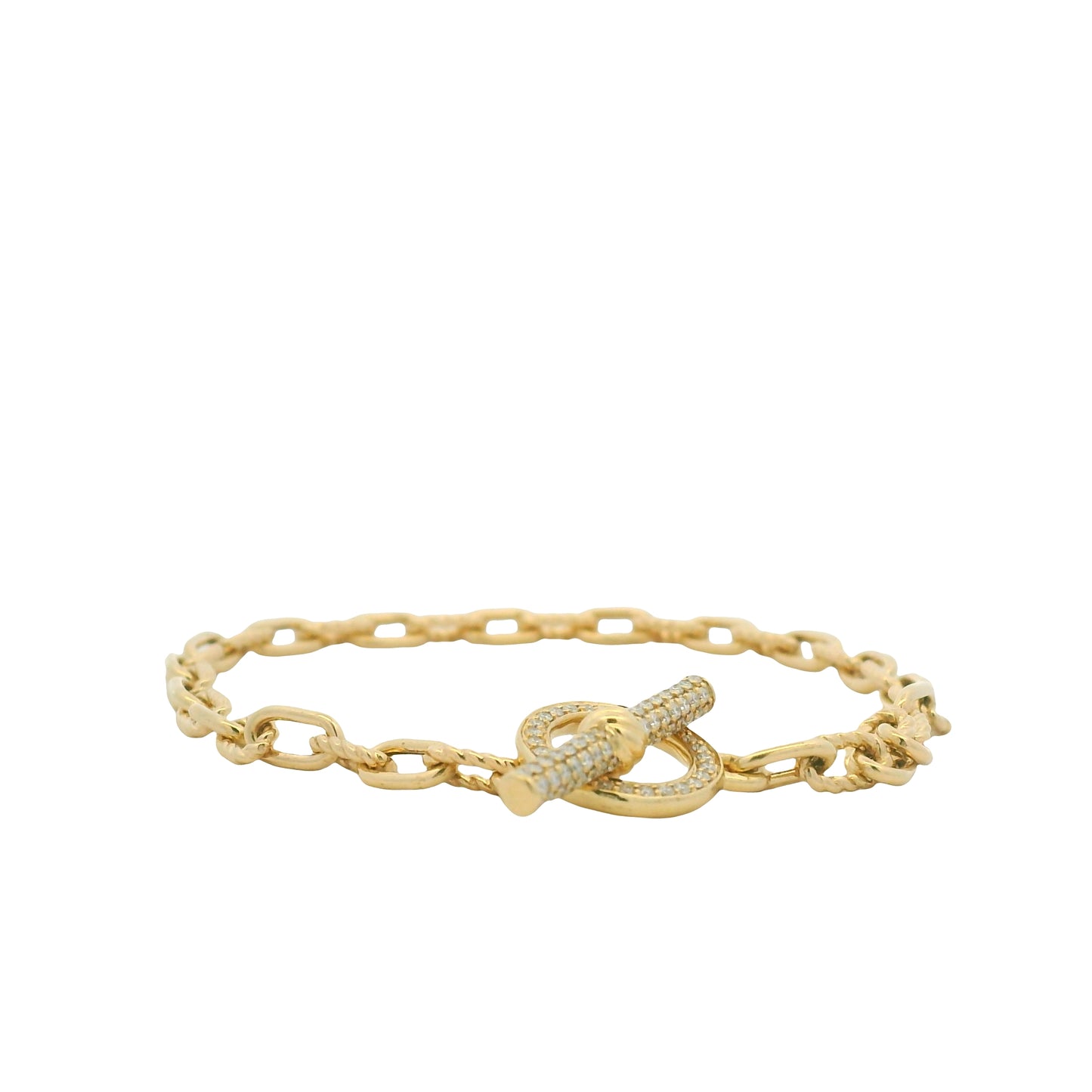 David Yurman 18K Yellow Gold Madison® Pavé Diamond Toggle Chain Bracelet