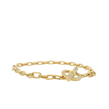 David Yurman 18K Yellow Gold Madison® Pavé Diamond Toggle Chain Bracelet