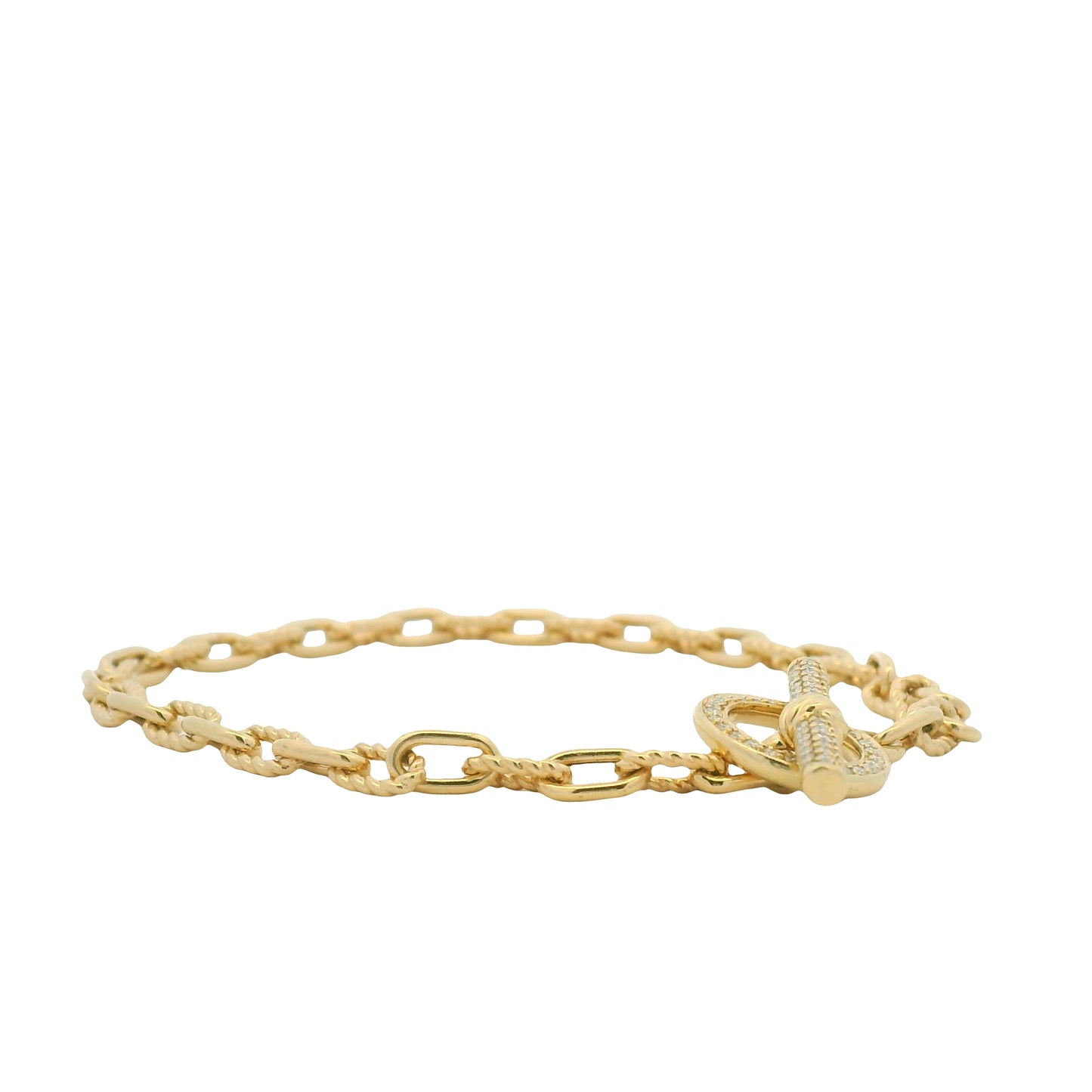 David Yurman 18K Yellow Gold Madison® Pavé Diamond Toggle Chain Bracelet