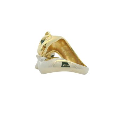 14K Two-Tone Gold Two Panther Ruby & Sapphire Eye Crossover Ring