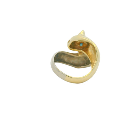 14K Two-Tone Gold Two Panther Ruby & Sapphire Eye Crossover Ring