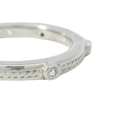 18K White Gold Natural 0.10 Carat Round Diamond Textured Band Ring